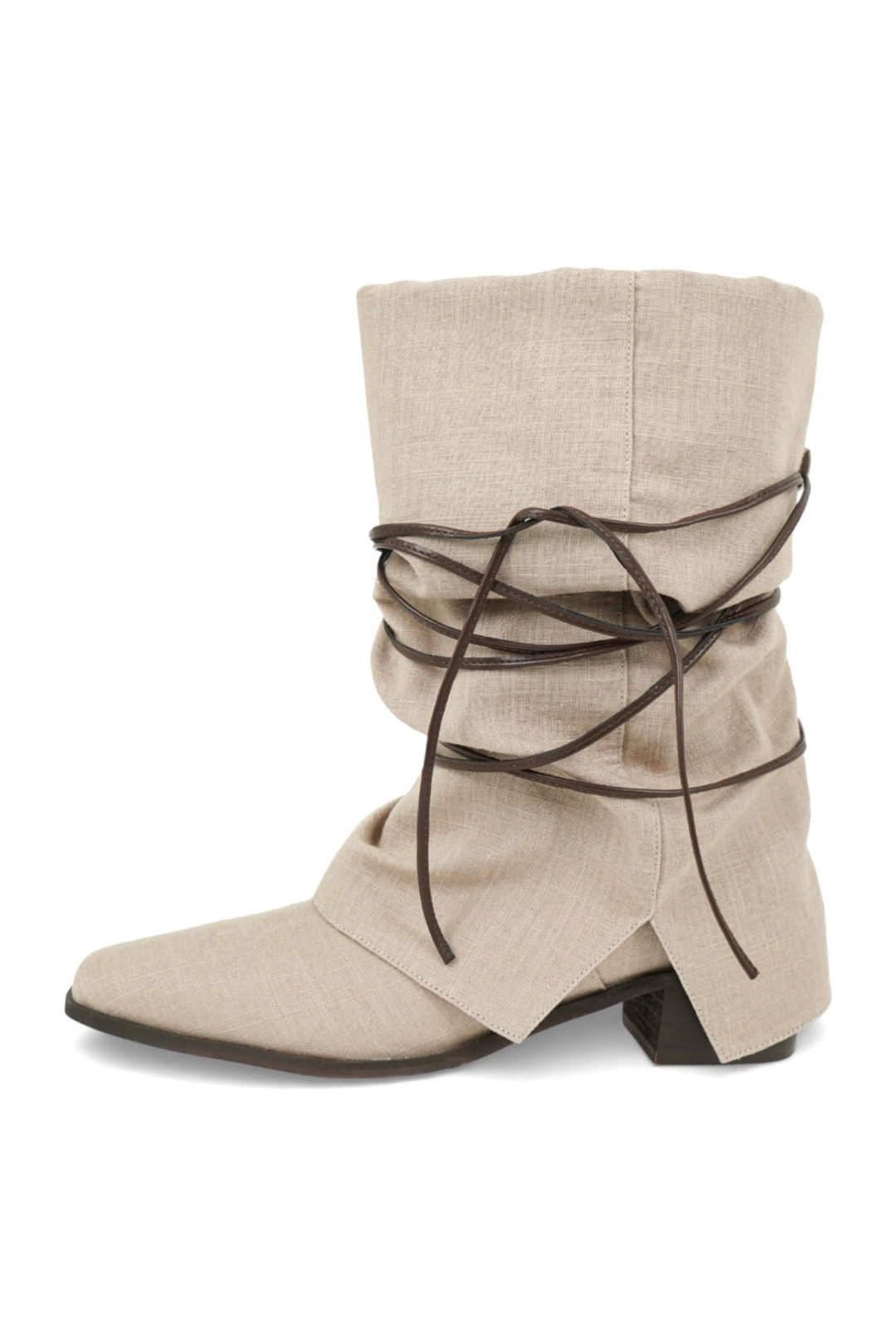 시너진 STRAP LINEN WARMER BOOTS BEIGE 상품 이미지 1