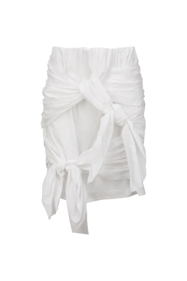 TWIST TIE MIDI SKIRT IVORY