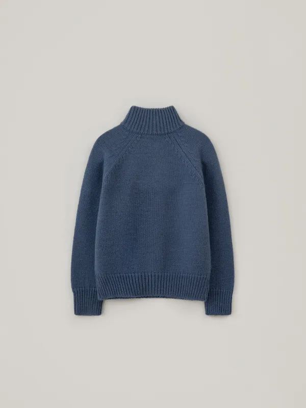 Tom Wool Half Zip-Up Knit - Blue