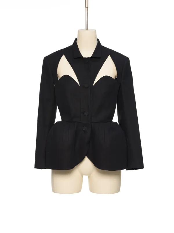 SS26 BLACK HOURGLASS CUTOUT JACKET