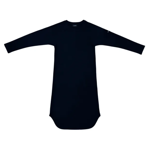 25-001 WAFFLE RAGLAN LONG SLEEVE DRESS (BLACK)