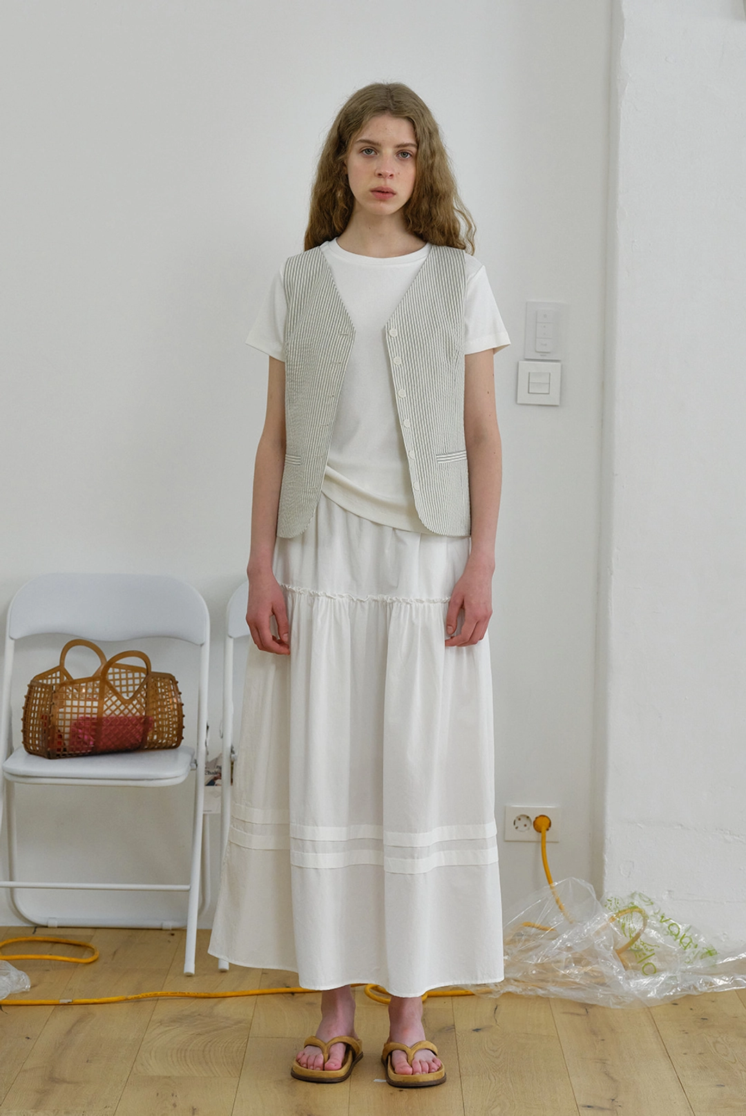 브렌다 브렌든 koen long skirt - white 상품 이미지 2