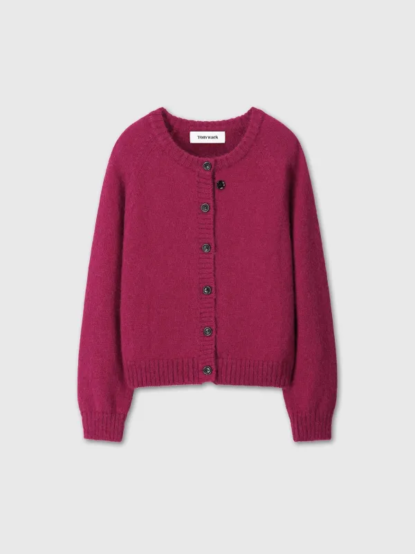 (W) MOHAIR BLEND RAGLAN CARDIGAN_ DARK CHERRY
