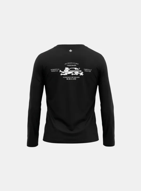 [w-tee26-073] Lion Slim Long Sleeve T-Shirt - Black