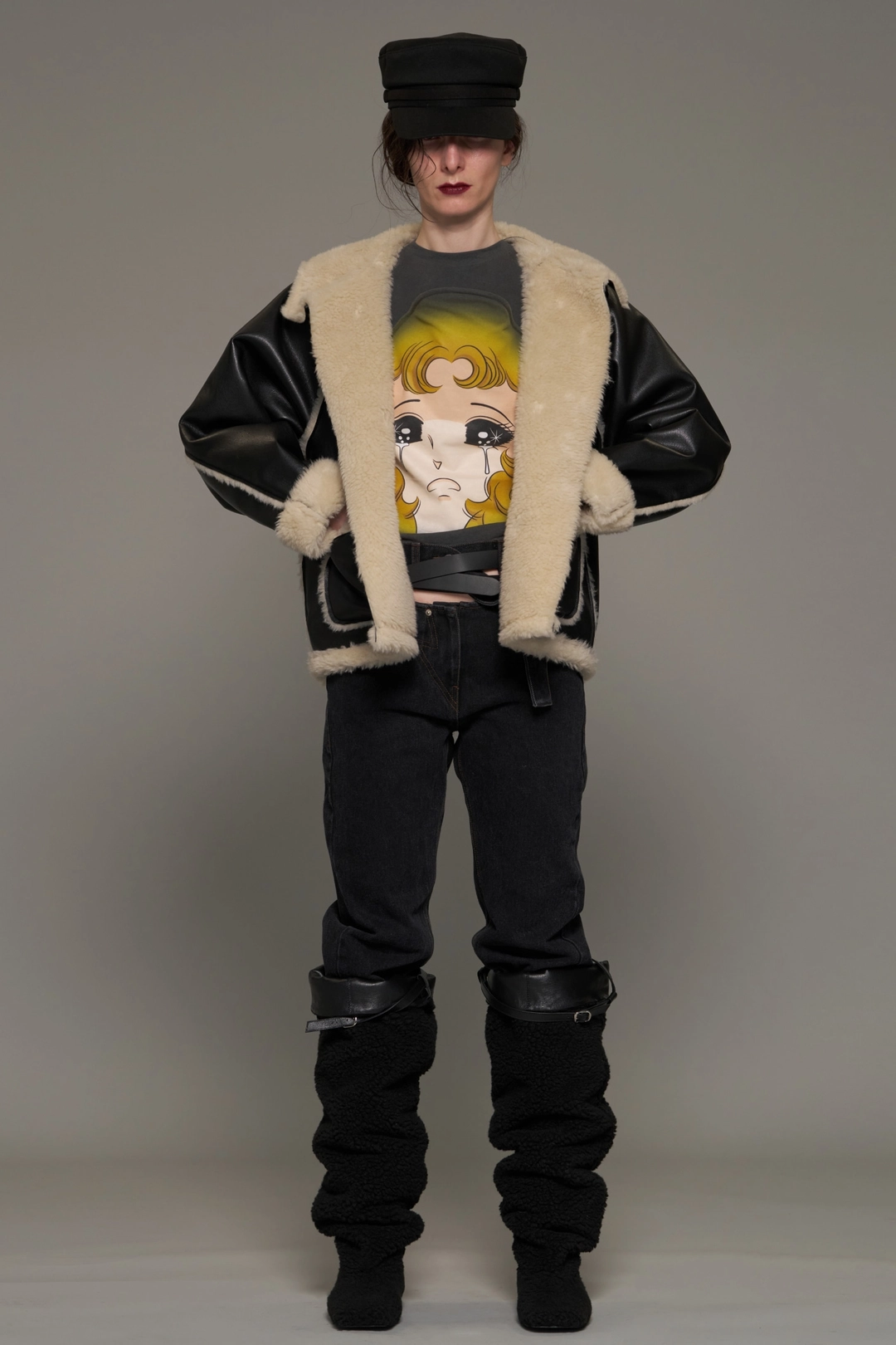 푸쉬버튼 FW26 BLACK TOGGLE HOODED SHEARLING JACKET 상품 이미지 1