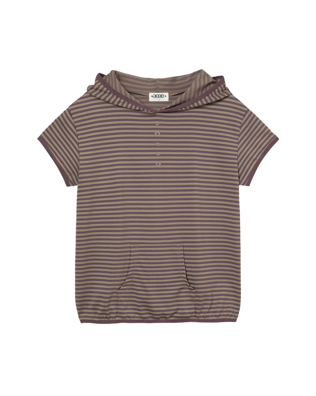 에이이에이이 STRIPE HALF SLEEVE HOODIE [PURPLE] 상품 이미지 1
