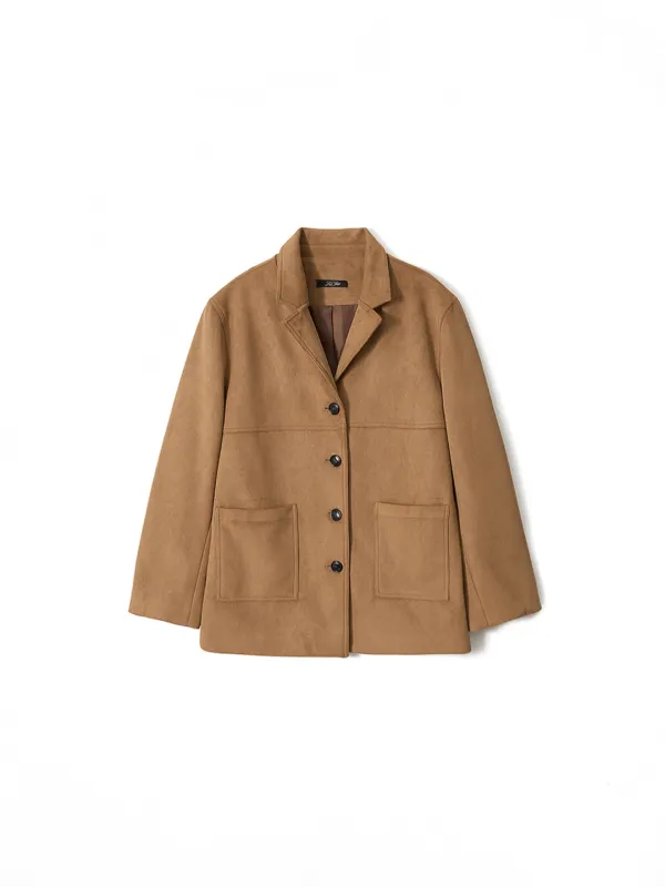 Essential Suede Jacket Camel