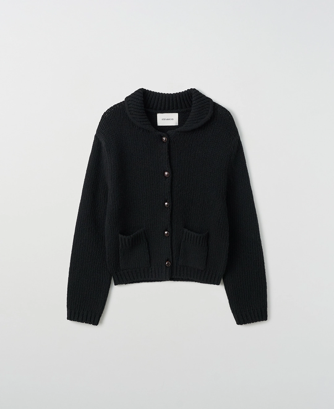 스텝어라운드 Shetland Wool Collar Crop Cardigan_BLACK 상품 이미지 2