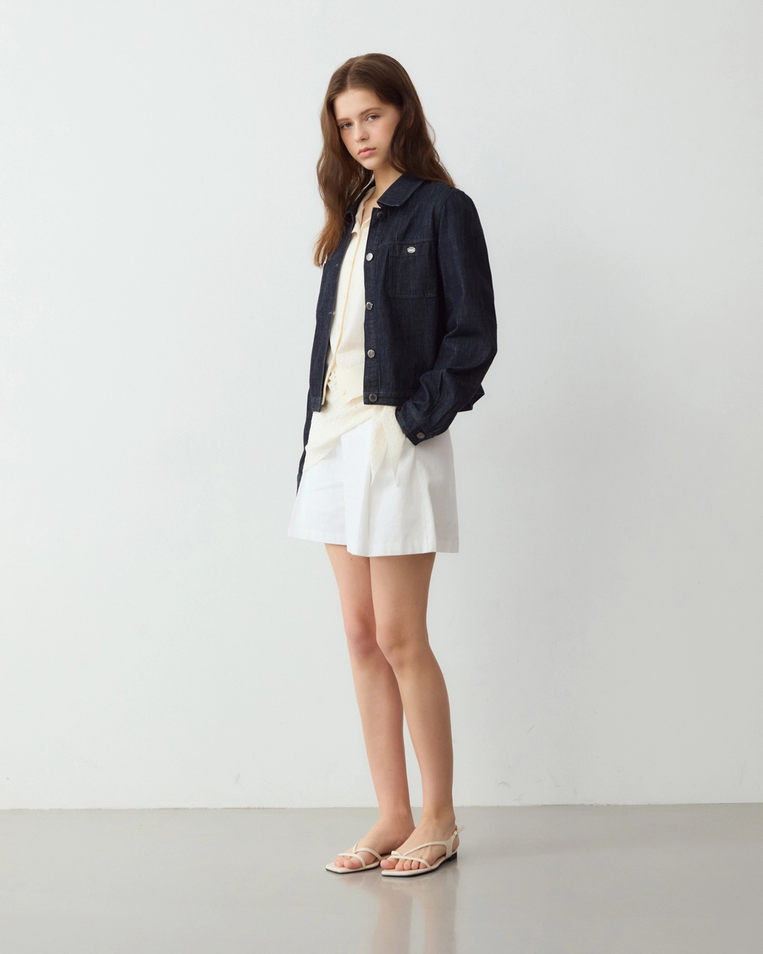 어다울 Minimal raw denim jacket - deep blue 상품 이미지 3