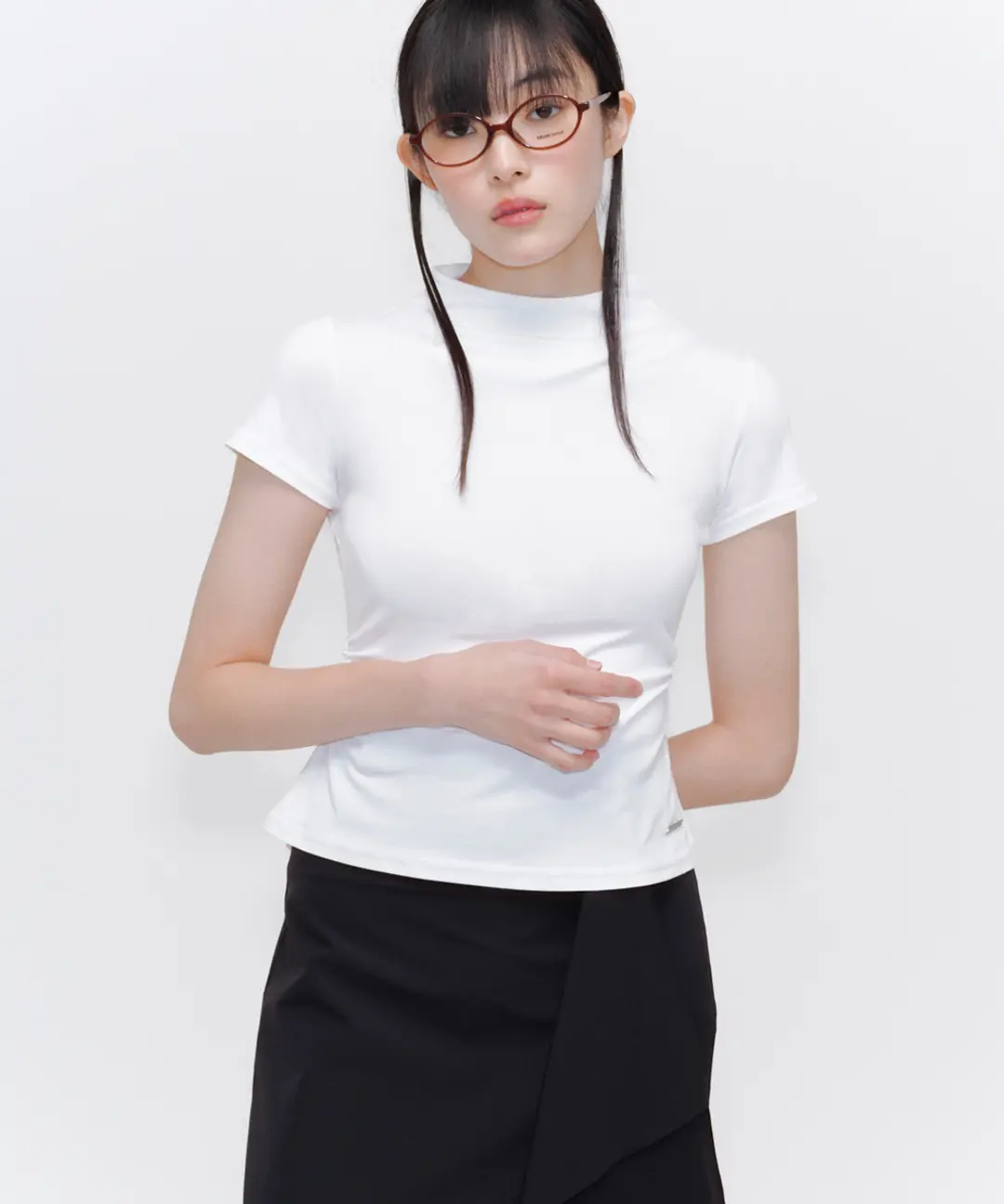 미세키서울 Mock neck pintuck sleeves WHITE 상품 이미지 2