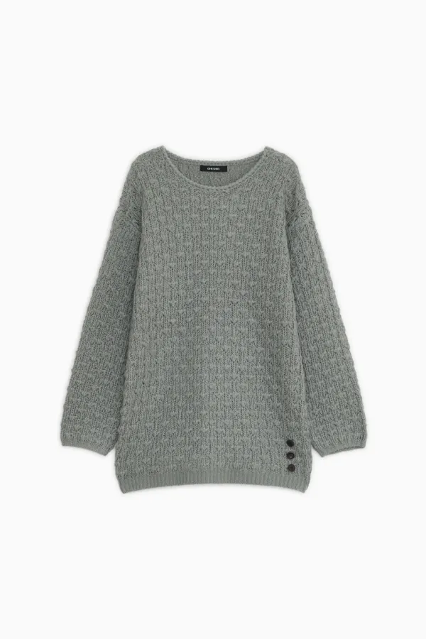 NUBBY TEXTURED HALF KNIT, GRAY