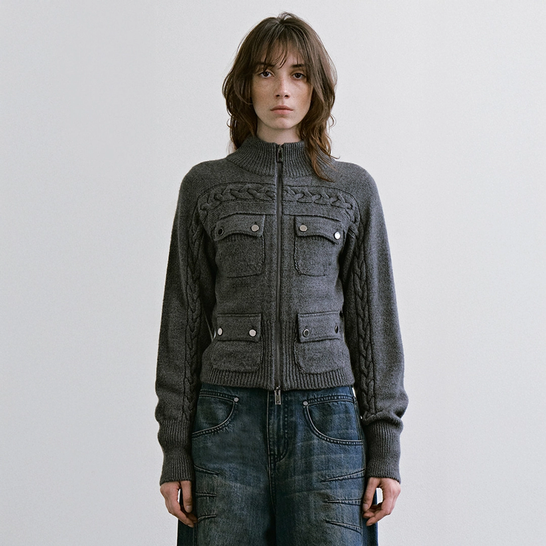 트리밍버드 4-Pocket Knit Zip-up [ Gray ] 상품 이미지 1