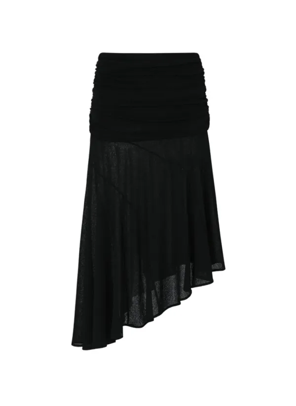 Olivia Shirring Midi Skirt (Black)
