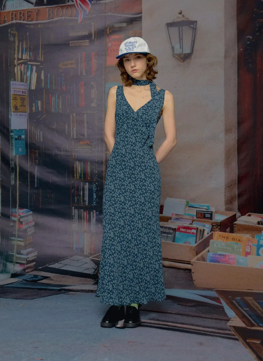 루루서울 Jaden Flower Dress (Scarf Set / Blue) 상품 이미지 2