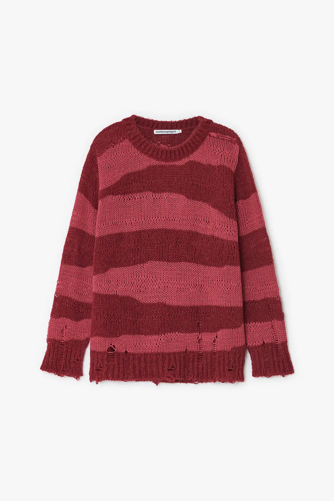 썬번프로젝트 DAMAGED COLOR BLOCK KNIT, RED 상품 이미지 1