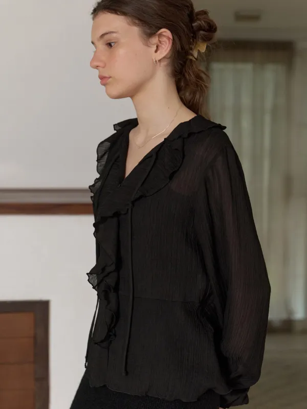 Freya ruffle blouse (black)