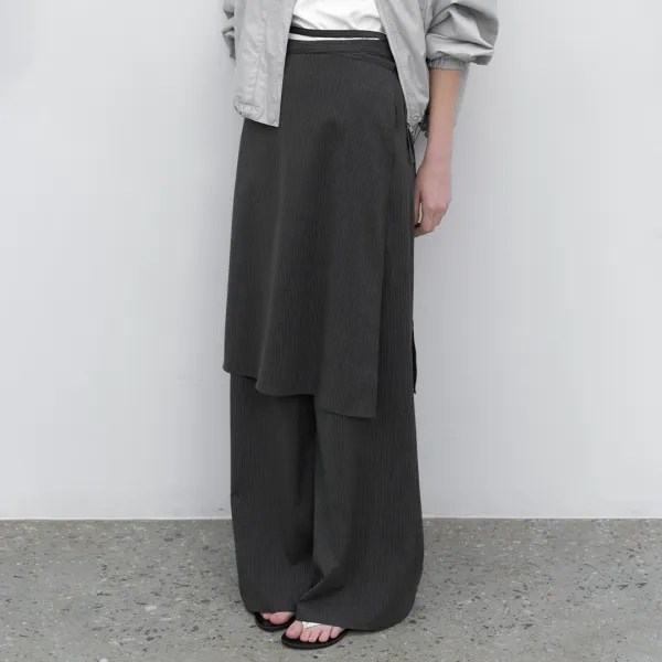 (Z-PT-5743)PIN STRIPE WRAP SKIRT PANTS