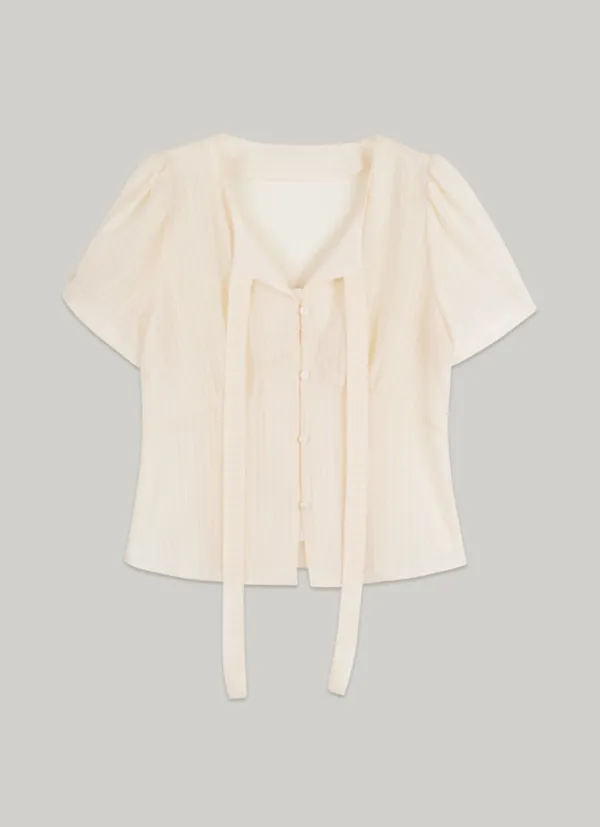 comos 1482 tie-line button blouse (peach)