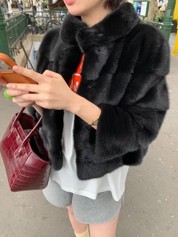 [EXCLUSIVE] 사가 밍크 스탠드카라 자켓