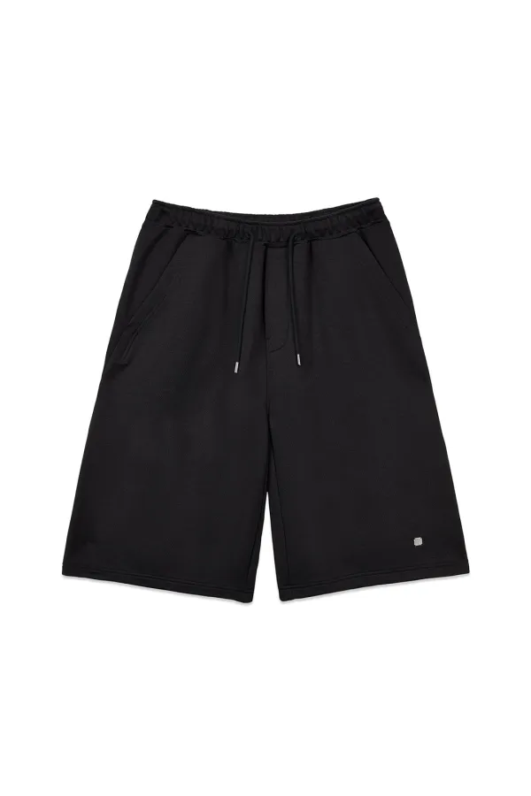 BACK POCKET GLITTER BERMUDA SWEATPANTS FOR MEN IN BLACK