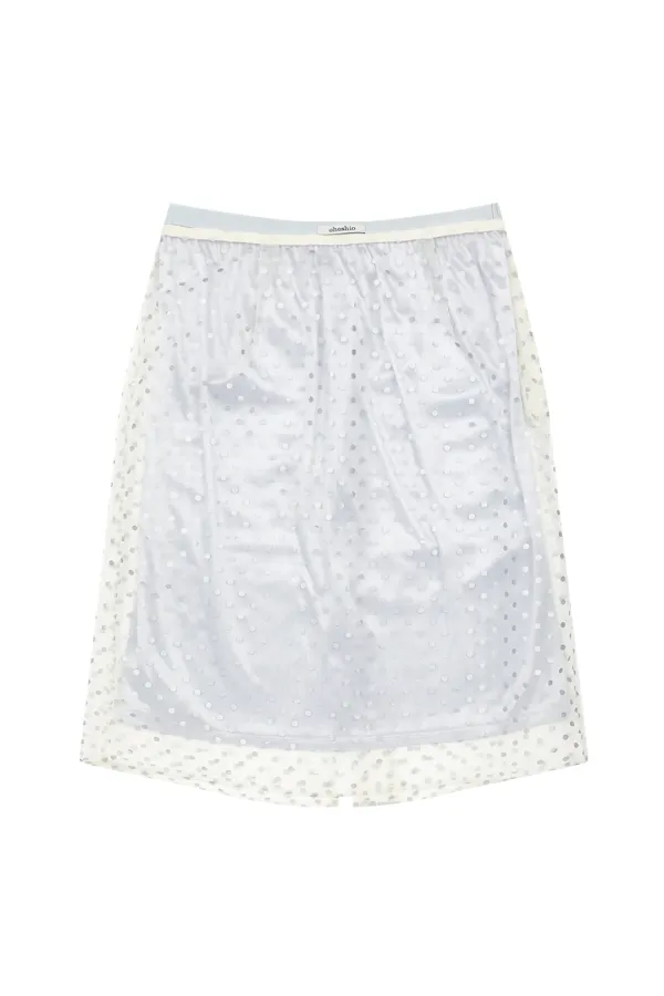 SHEER DOT MIDI SKIRT, CREAM