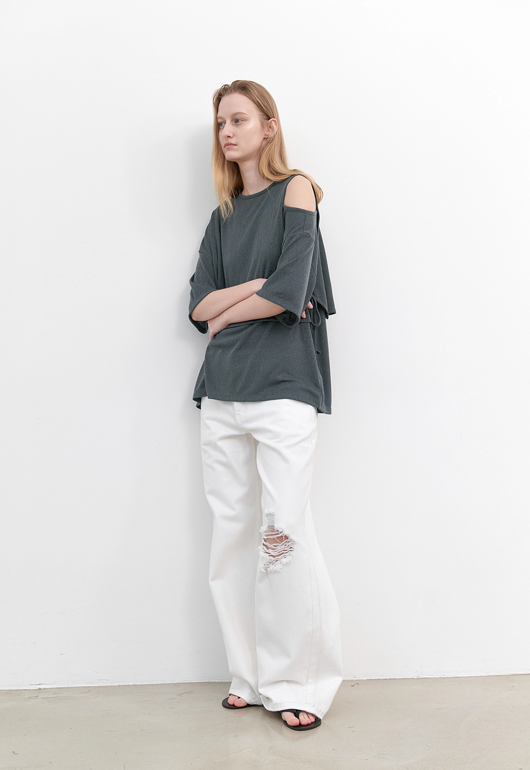 아뜰리에 나인 (T-7203)LAYERD ONE SHOULDER TEE 상품 이미지 3