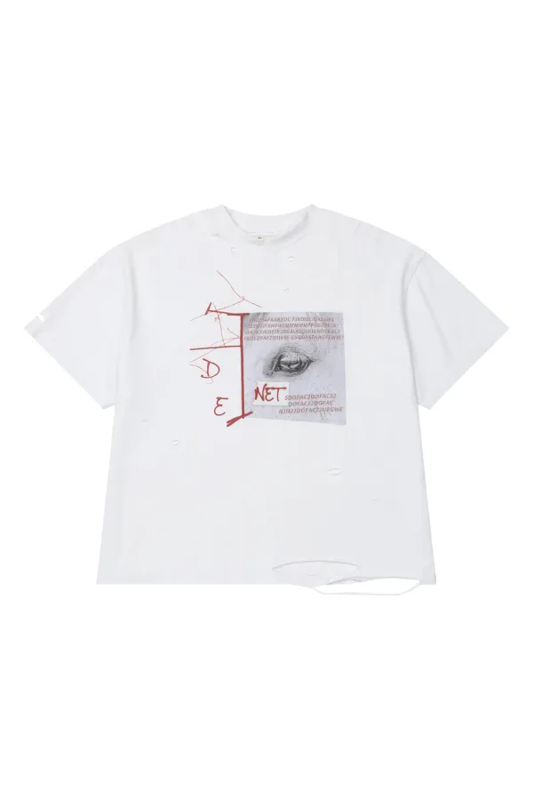 RED SPRAY T-SHIRT IN WHITE