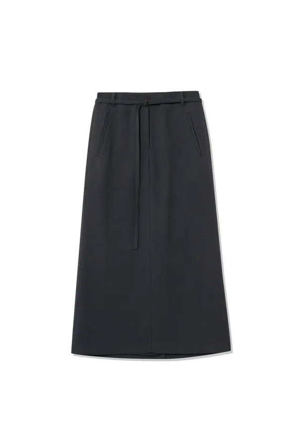TESSA BELTED SKIRT by JAPANESE FABRIC [CHARCOAL]