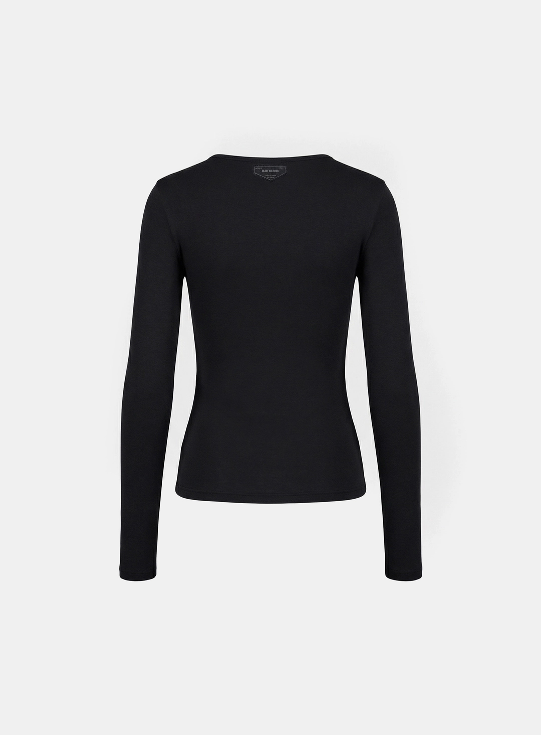 배드블러드 [w-tee26-044] BS Cotton Jersey Fitted Henley Neck Long Sleeve T-Shirt - Black 상품 이미지 3