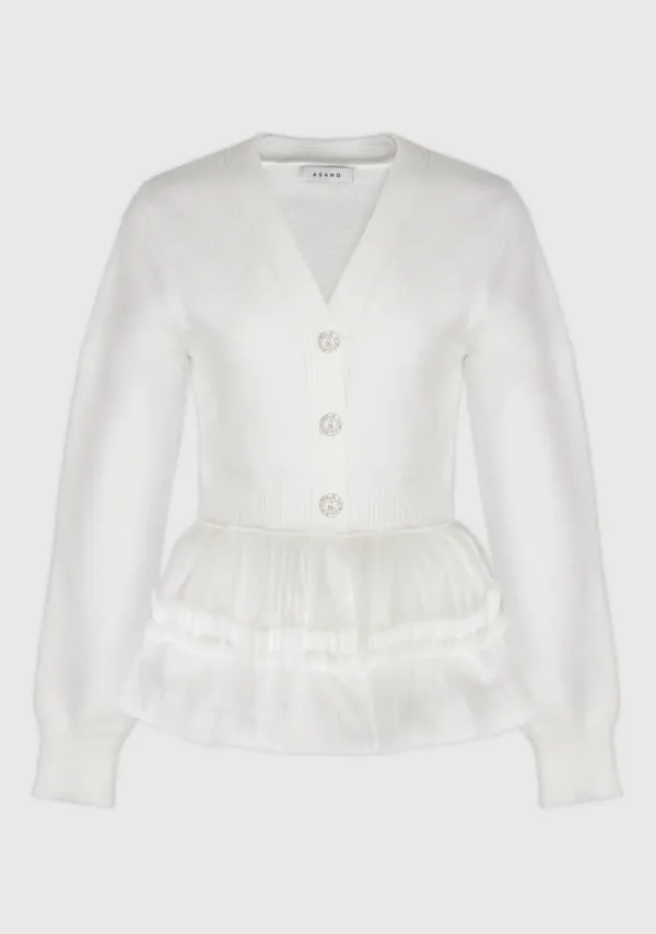 Rocha Crystal Veil Cardigan Ivory