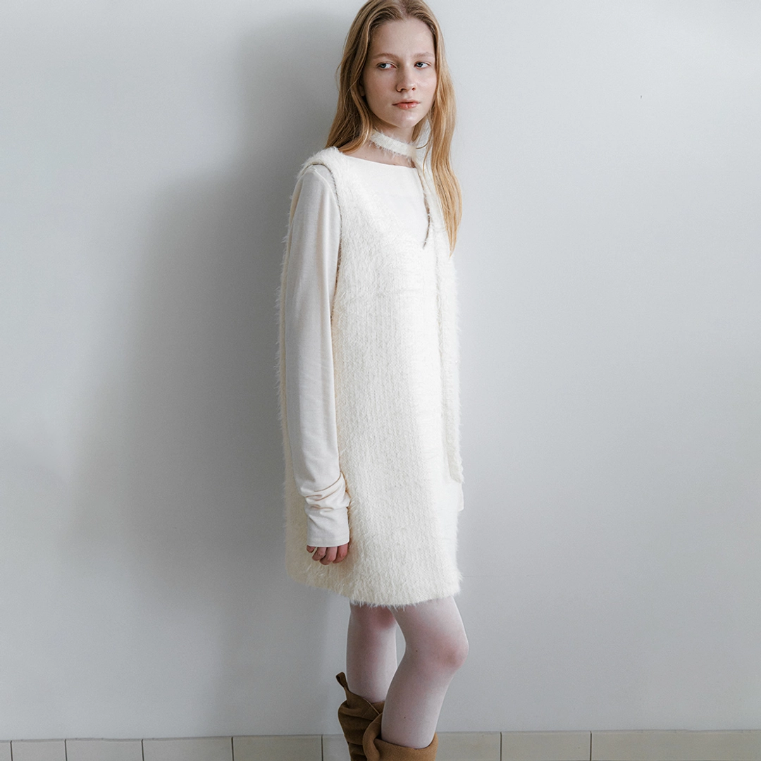 아뜰리에 나인 (OP-6309)TIE HAIRY MINI SLEEVELESS DRESS S 상품 이미지 1