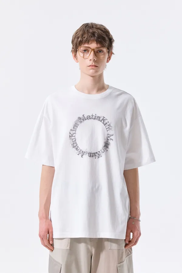 MATIN KIM CIRCLE LOGO TOP FOR MEN IN WHITE