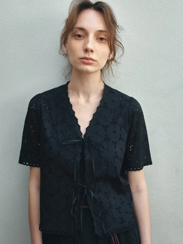 TIR EMBROIDERY LACE BLOUSE_BLACK