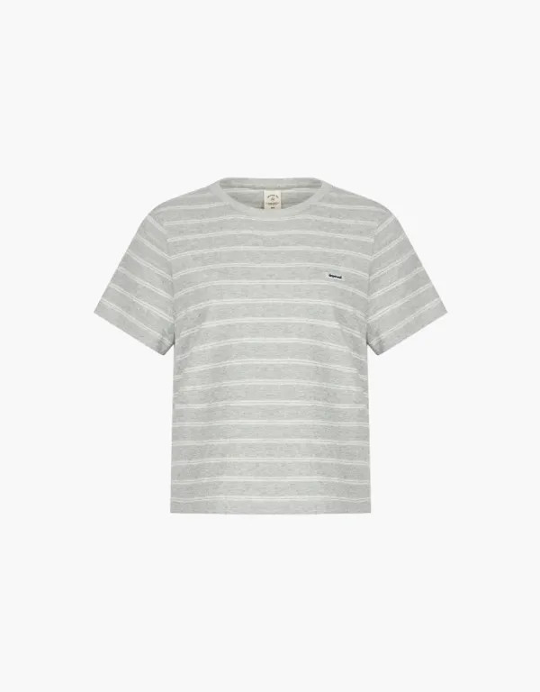 stripe crop t-shirt - melange grey