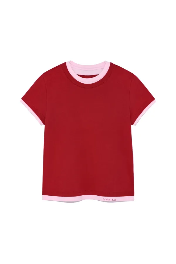 COLOR POINT LAYERED TOP FOR WOMEN IN RED