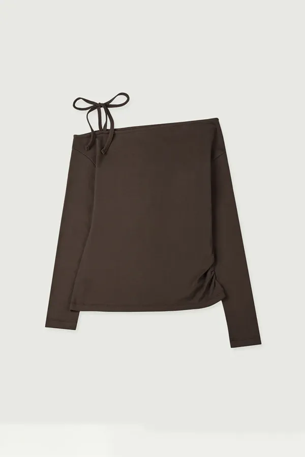 Off shoulder long sleeves_brown