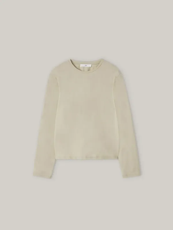 Cotton silket t-shirt - Beige