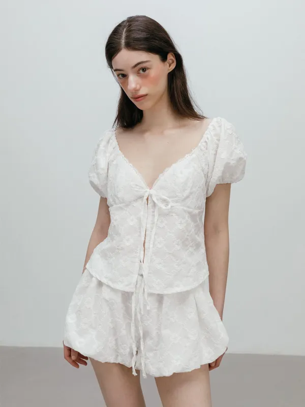 BALLOON LACE BLOUSE / WHITE