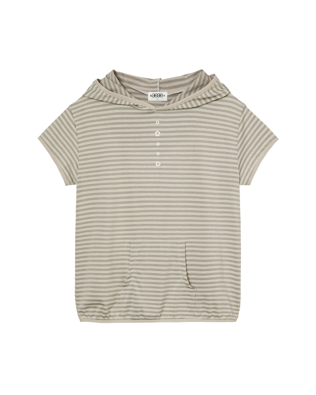 에이이에이이 STRIPE HALF SLEEVE HOODIE [BEIGE] 상품 이미지 1