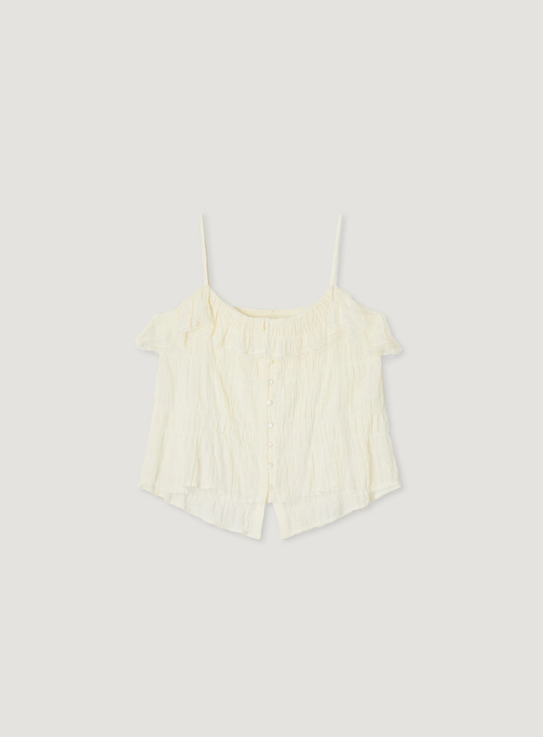 망고매니플리즈 DASHA FRILL SLEEVELESS_CREAMY YELLOW 상품 이미지 1