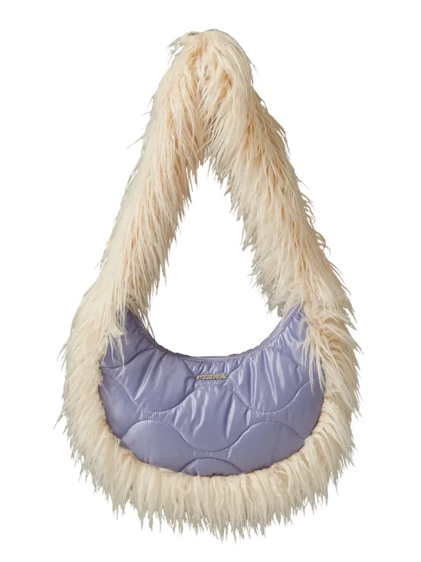 PADDED FUR SHOULDER BAG_PURPLE