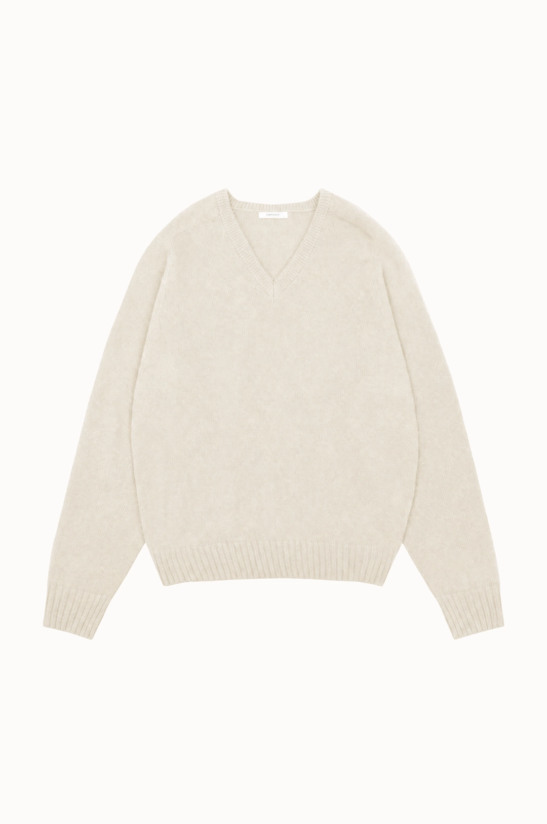 라메레이 Wholegarment Baby Alpaca V-Neck Knit Top [LMBFWIKN2109]-Cream 상품 이미지 2