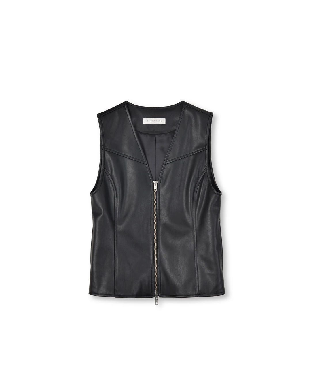 브라운야드 W Eco Leather Western Vest, Black 상품 이미지 3
