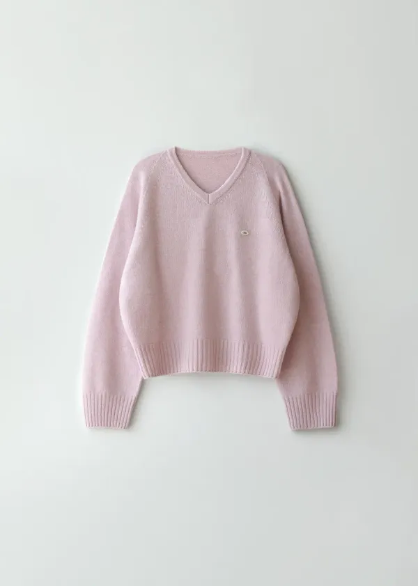 Powder v-neck knit (pink)