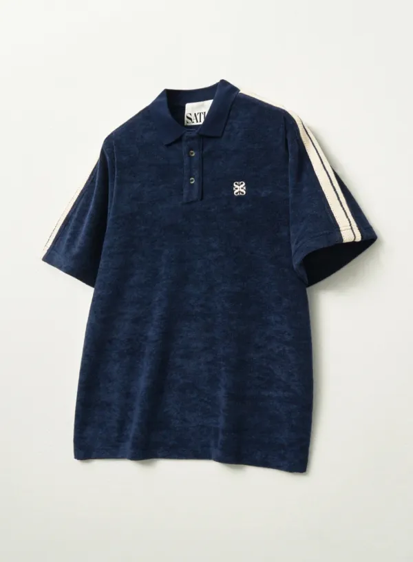 Lawton Terry Pique Polo T-Shirt - Navy