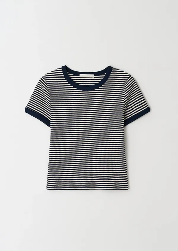 stripe linger t-shirts-ivory/navy