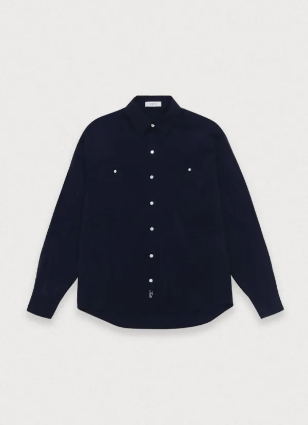 Beach shirring shirt - navy