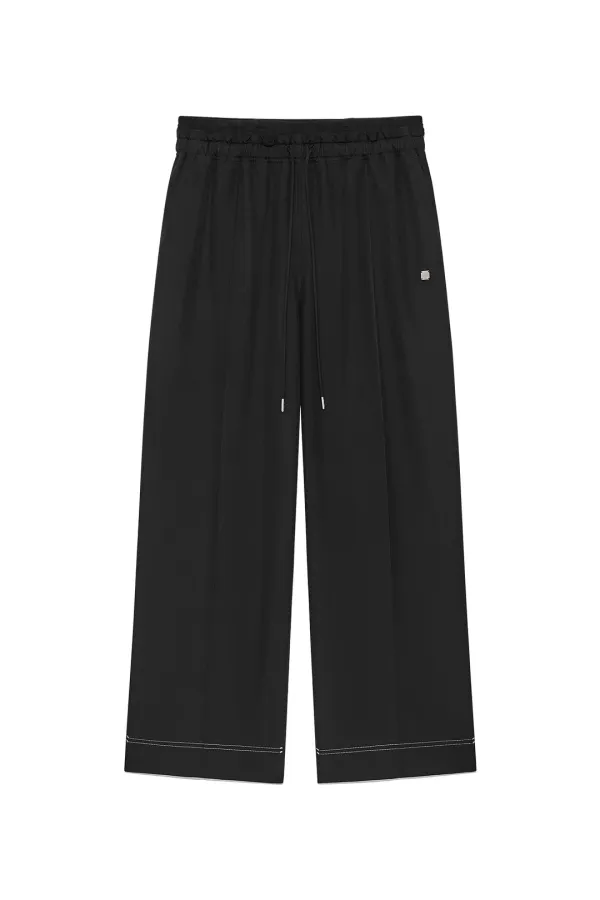 LAYERED BANDING SWEATPANTS IN BLACK