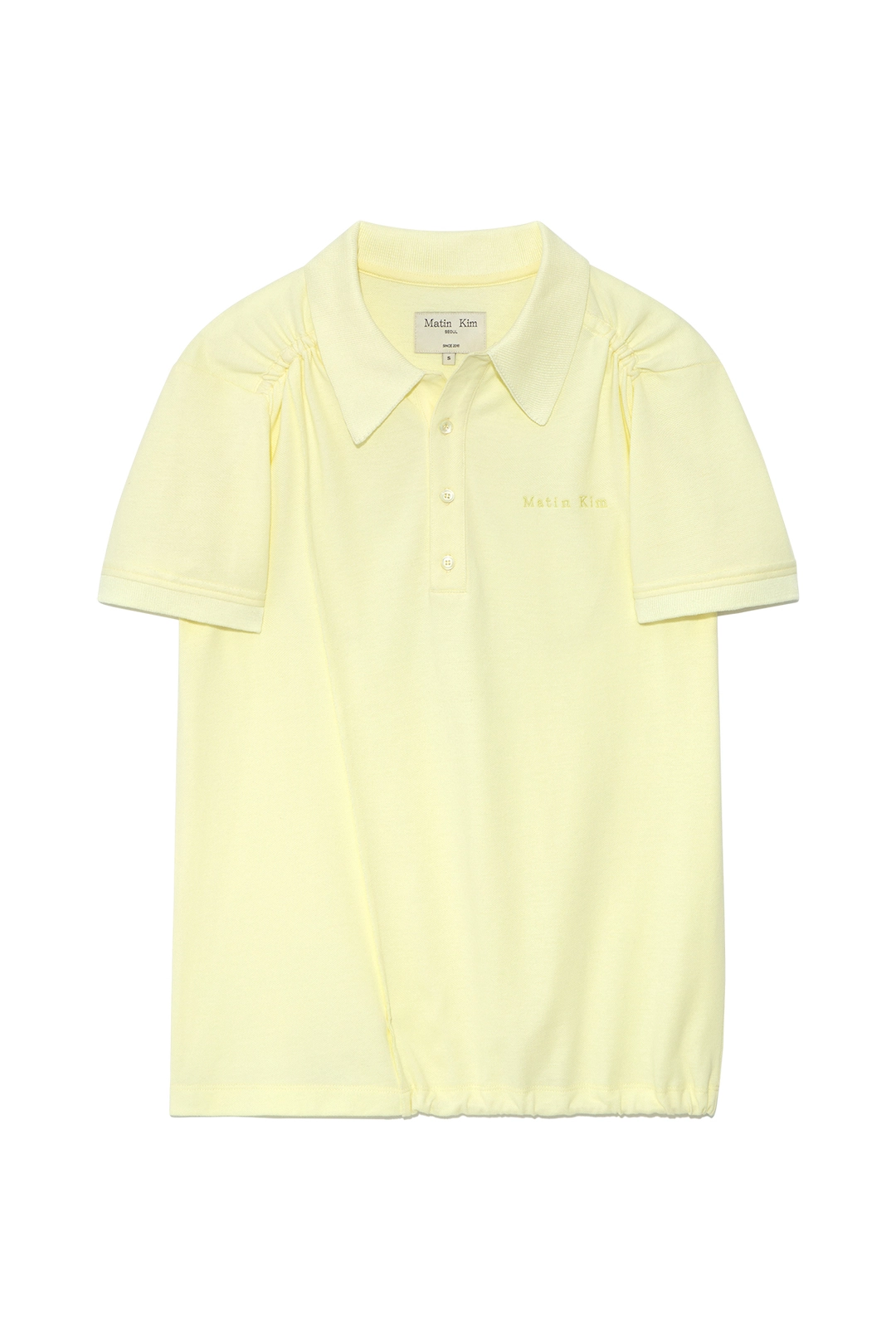마뗑킴 TWO WAY STRING POINT PIQUE TOP IN LIGHT YELLOW 상품 이미지 1