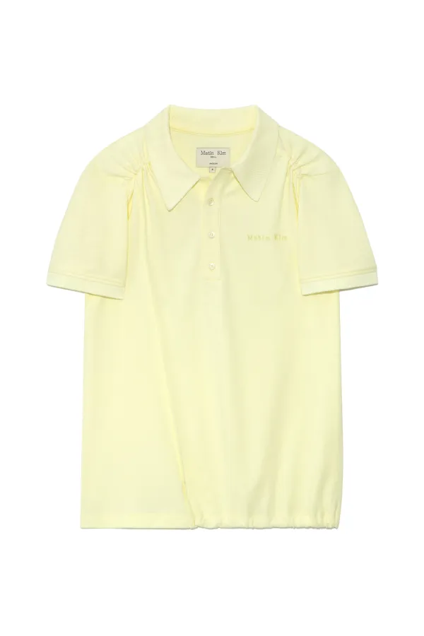 TWO WAY STRING POINT PIQUE TOP IN LIGHT YELLOW